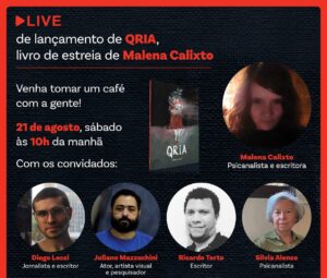 Live de lançamento de ‘Qria’, livro de estreia de Malena Calixto